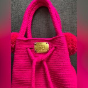 Vibrant Pink Pom-Pom Kids Bag